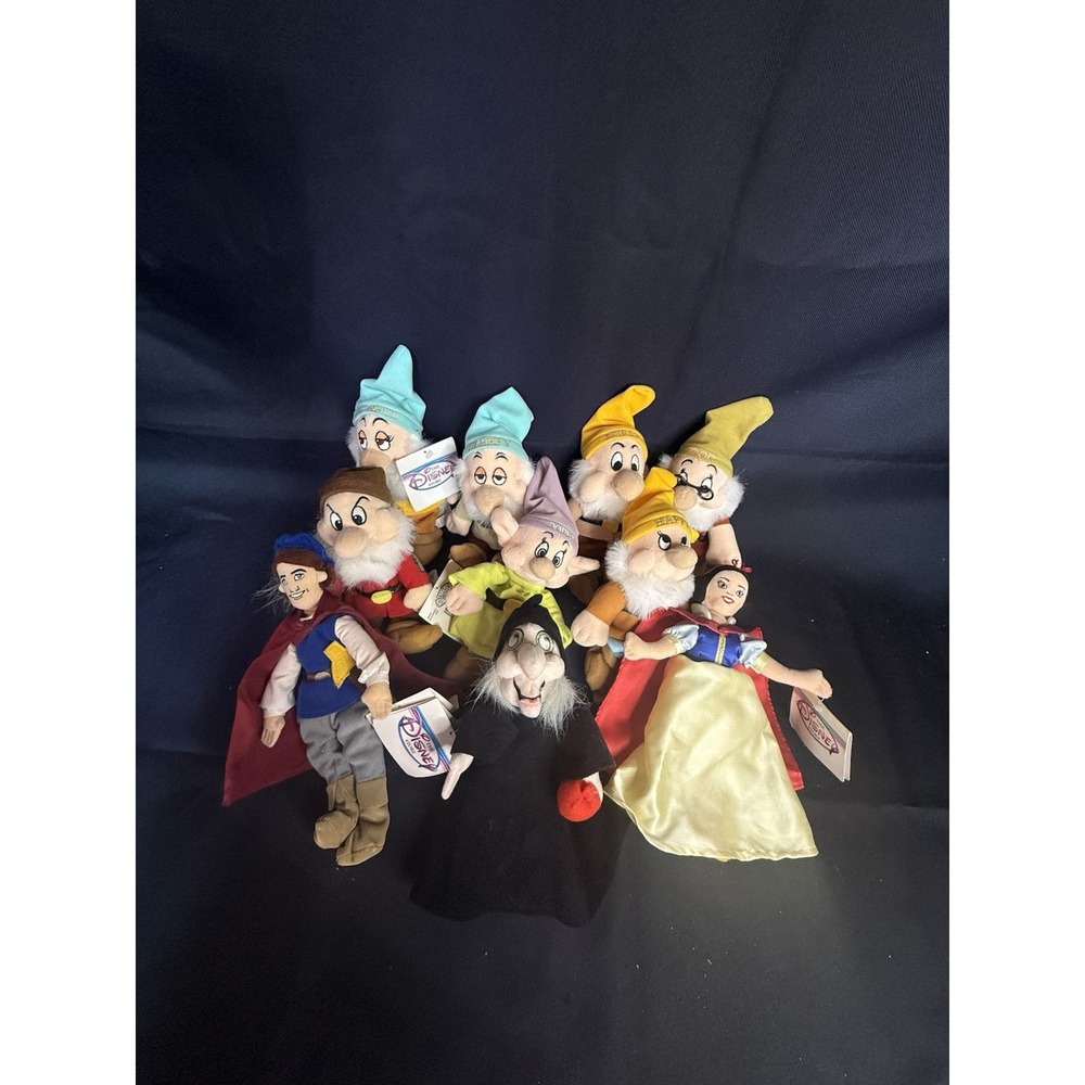 Disney Store Snow White and the Seven Dwarfs Plush Mini Bean Bag Lot of 10